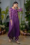 Buy_Baise Gaba_Purple Georgette Printed Floral Butti Cutwork Sugandhi Kurta _Online_at_Aza_Fashions