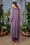 Shop_Baise Gaba_Purple Kurta Chiffon Printed Floral Stripe Round Kalpana And Pant Set _at_Aza_Fashions