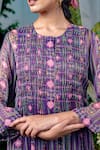 Buy_Baise Gaba_Purple Kurta Chiffon Printed Floral Stripe Round Kalpana And Pant Set 