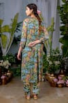 Shop_Baise Gaba_Green Chiffon Printed Botanical Round Arthy Kurta _at_Aza_Fashions