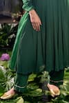 Baise Gaba_Green Anarkali Chiffon Embroidery Pipe V Aishwarya Gota Sleeve Embellished Set _Online_at_Aza_Fashions