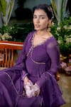 Buy_Baise Gaba_Purple Anarkali Chiffon Embroidery Pipe V Neck Nishkha Neckline Set _Online_at_Aza_Fashions