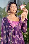 Baise Gaba_Purple Chiffon Printed Floral Butti Cutwork Jinal Anarkali _at_Aza_Fashions