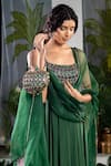 Buy_Baise Gaba_Green Anarkali Crepe Embellished Stone Square Neck Maanasa Set _Online_at_Aza_Fashions