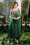 Buy_Baise Gaba_Green Crepe Embellished Stone Square Neck Maanasa Anarkali _at_Aza_Fashions