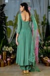 Shop_Baise Gaba_Green Crepe Embroidery Sequin Sweetheart Neck Radhika Bead Yoke Anarkali Set _at_Aza_Fashions