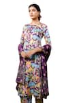 Buy_Baise Gaba_Purple Modal Satin Print Mor Bagh Round Neck Saraswati Kurta Pant Set _Online_at_Aza_Fashions