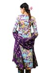 Baise Gaba_Purple Modal Satin Print Mor Bagh Round Neck Saraswati Kurta Pant Set _at_Aza_Fashions