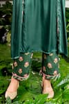 Baise Gaba_Green Satin Silk Print Padma U Neck Nikita Booti Yoke Kurta With Pant _Online_at_Aza_Fashions