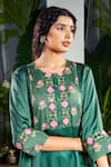 Baise Gaba_Green Satin Silk Print Padma U Neck Nikita Booti Yoke Kurta _at_Aza_Fashions