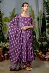 Buy_Baise Gaba_Purple Georgette Print Petunia Bloom Sweetheart Neck Keerthi Anarkali Set _Online_at_Aza_Fashions