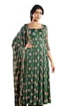 Buy_Baise Gaba_Green Georgette Print Carnation Bloom Sweetheart Neck Anshika Anarkali Set _Online_at_Aza_Fashions