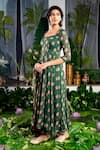 Shop_Baise Gaba_Green Georgette Print Carnation Bloom Sweetheart Neck Anshika Anarkali Set _Online_at_Aza_Fashions