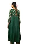 Shop_Baise Gaba_Green Georgette Print Glory Bloom V Neck Revathi Gathered Kurta Set _Online_at_Aza_Fashions