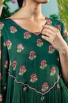 Baise Gaba_Green Georgette Print Glory Bloom V Neck Revathi Gathered Kurta Set _at_Aza_Fashions