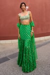 Buy_Chamee and Palak_Green Jamewar Embroidered Zardozi Square Aisha Work Lehenga Set _at_Aza_Fashions