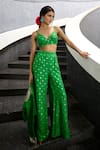 Shop_Chamee and Palak_Green Jamewar Embellished Glass Bead Bustier Remy Jacket With Pant Set _Online_at_Aza_Fashions