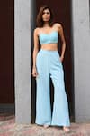 Shop_Chamee and Palak_Blue Organza Embellished Sequin Bustier Sanvi Jacket With Flared Pant Set _Online_at_Aza_Fashions