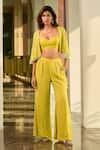 Buy_Chamee and Palak_Green Georgette Embellished Bustier Sweetheart Lucy Bead Cape With Pant Set _at_Aza_Fashions