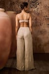 Shop_Masumi Mewawalla_Beige Silk Hand Embroidery Abstract Cowl Neck Top With Pant _at_Aza_Fashions