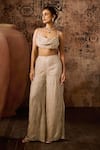 Buy_Masumi Mewawalla_Beige Silk Hand Embroidery Abstract Cowl Neck Top With Pant _Online_at_Aza_Fashions