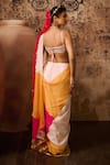 Shop_Masumi Mewawalla_Multi Color Organza Hand Embroidery Beads Block Pattern Saree With Blouse _at_Aza_Fashions