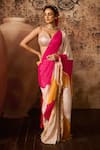 Buy_Masumi Mewawalla_Multi Color Organza Hand Embroidery Beads Block Pattern Saree With Blouse _Online_at_Aza_Fashions