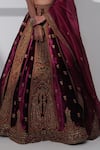 Shop_Taisha_Burgundy Pure Silk Velvet Hand Embroidery Mughal Nadia Bridal Lehenga Set _Online_at_Aza_Fashions