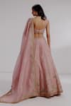 Shop_Taisha_Pink Pure Silk Organza Hand Embroidery Flamingo U-neck Alita Lehenga Set _at_Aza_Fashions