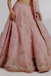 Taisha_Pink Pure Silk Organza Hand Embroidery Flamingo U-neck Alita Lehenga Set _at_Aza_Fashions