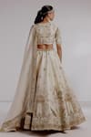 Shop_Taisha_Ivory Pure Raw Silk Hand Embroidery Mughal Garden Bahaar Applique Lehenga Set _at_Aza_Fashions