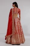 Shop_Taisha_Red Pure Banarasi Katan Silk Hand Embroidery Chitrita Bridal Lehenga Set _at_Aza_Fashions