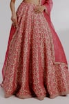 Taisha_Red Pure Woven Georgette Embroidery Tulip Jaal Tapeta Lehenga Set _at_Aza_Fashions