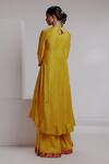 Shop_Taisha_Yellow Pure Knitted Dupion Silk Hand Lori Woven High Low Kurta With Pant _at_Aza_Fashions