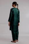 Shop_Taisha_Green Pure Tussar Silk Hand Embroidery Leopard Nimra Straight Kurta With Pant _at_Aza_Fashions