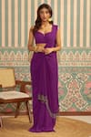 Shop_Ankita Bajaj Label_Purple Pure Georgette Plain Orchid Opulence Pre-draped Saree With Blouse _at_Aza_Fashions