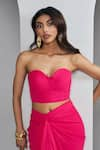 Ankita Bajaj Label_Pink Pure Georgette Plain Sweetheart Neck Flamingo Flash Bustier With Skirt _Online_at_Aza_Fashions