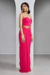 Buy_Ankita Bajaj Label_Pink Pure Georgette Plain Sweetheart Neck Flamingo Flash Bustier With Skirt _Online_at_Aza_Fashions