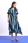 Buy_MYST Designs_Blue Modal Satin Tie-dye Round Asymmetric Dress _at_Aza_Fashions