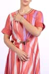 Buy_MYST Designs_Pink Modal Satin Tie-dye Round Striped Dress _Online_at_Aza_Fashions