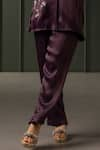 MYST Designs_Purple Moss Crepe Hand Embroidered Pearl Notched Floral Cape With Trousers _Online_at_Aza_Fashions