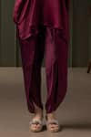 MYST Designs_Purple Modal Satin Hand Embroidered Beads Notched Top With Dhoti Pant _Online_at_Aza_Fashions