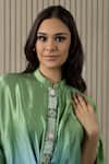 Buy_MYST Designs_Green Modal Satin Hand Embroidered Beads Shells Shaded Kaftan With Pant _Online_at_Aza_Fashions