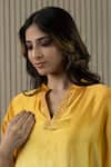 Buy_MYST Designs_Yellow Modal Satin Hand Embroidered Beads Shaded Kaftan Top With Dhoti Pant _Online_at_Aza_Fashions