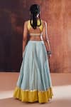 Shop_AFFROZ_Blue Tissue Silk Embellished Gota Lace V Neck Lehenga Set _at_Aza_Fashions