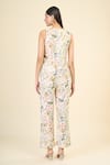 Shop_Samyukta Singhania_Off White Cotton Viscose Printed Garden V-neck Jacket And Pant Set _at_Aza_Fashions