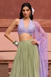 Buy_Chamee and Palak_Purple Georgette Sequin Halter Reina Ombre Lehenga Set _Online_at_Aza_Fashions