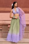 Shop_Chamee and Palak_Purple Georgette Sequin Halter Reina Ombre Lehenga Set _Online_at_Aza_Fashions