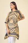 Buy_Samyukta Singhania_Gold French Moss Print Royal Round Short Kaftan _Online_at_Aza_Fashions