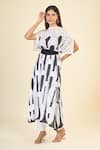 Buy_Samyukta Singhania_Black Soft Silk Crepe Printed Abstract Boat Mushroom Kaftan Dress _Online_at_Aza_Fashions